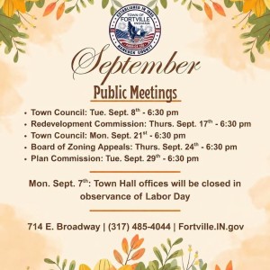 Fortville's Public Meetings for September